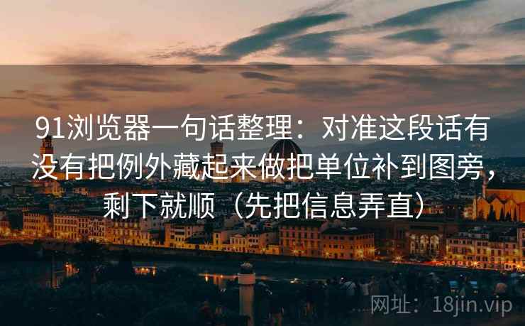 91浏览器一句话整理：对准这段话有没有把例外藏起来做把单位补到图旁，剩下就顺（先把信息弄直）